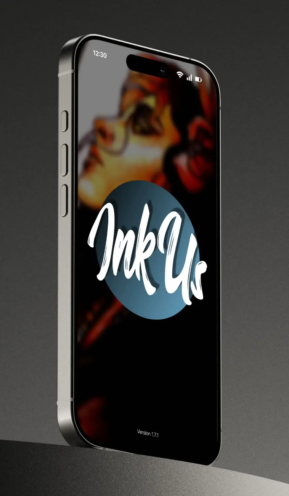 A phone showing the Ink Us launch screen.