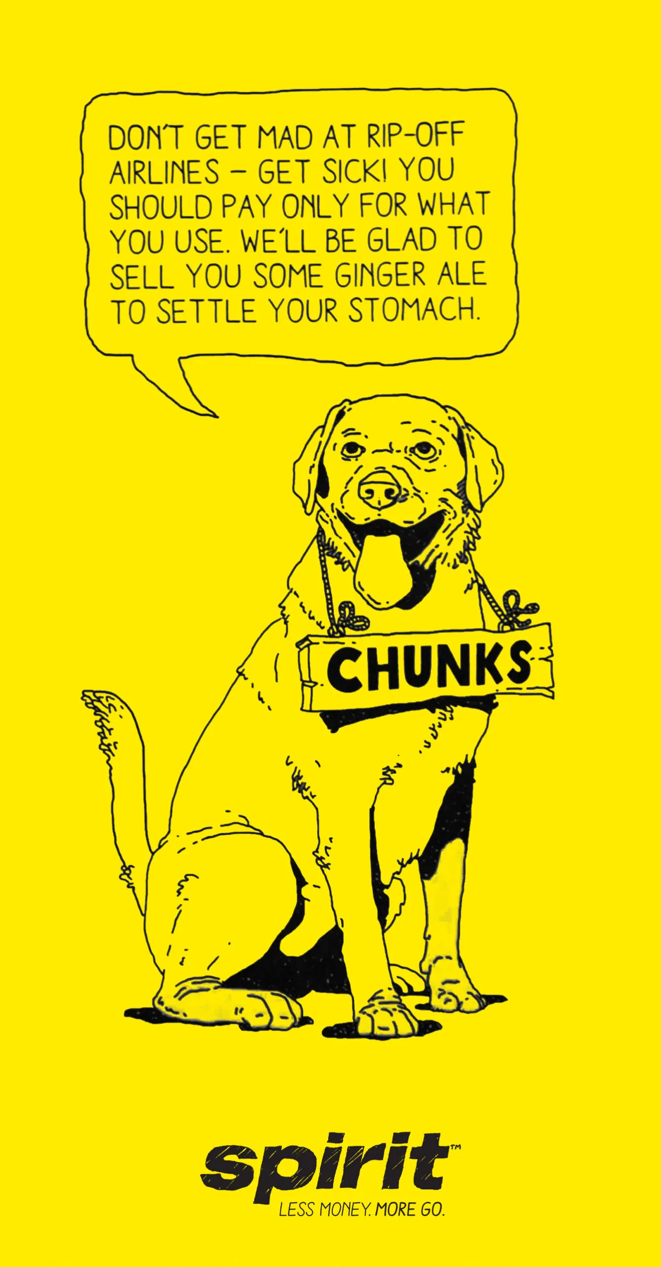 A Spirit mobile ad starring Chunks the dog.